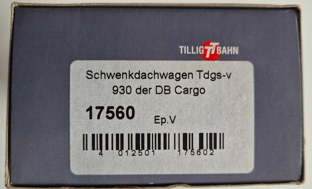 Model wagonu Tdgs-v 930, DB Cargo. Tillig 17560, skala 1/120 (TT).