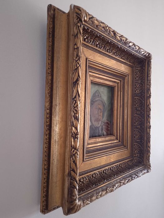 Quadro antigo homem fumando cachimbo