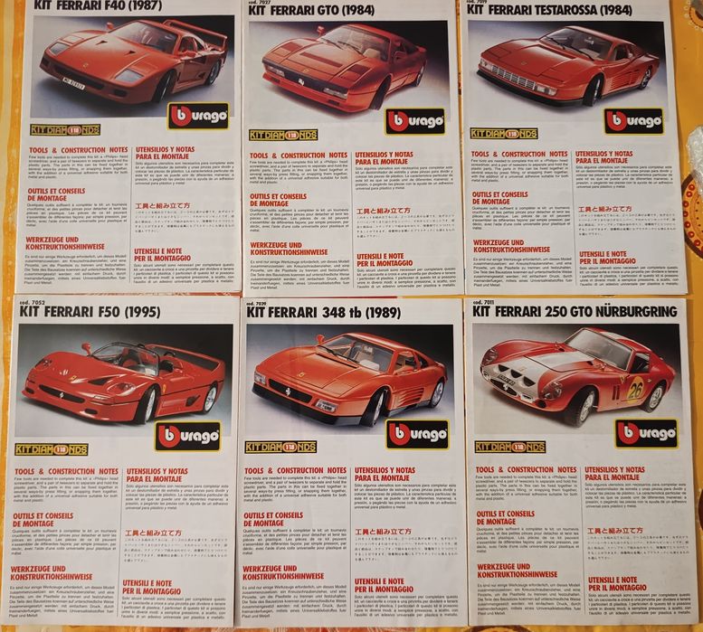 Manuais Instruções Vintage Bburago Ferrari 1/18 - Coleção Kit Diamonds