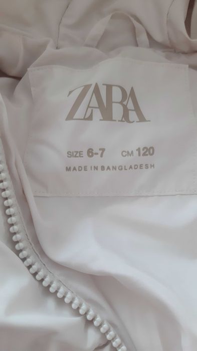 Kurtka zimowa typu puffer r. 120 6-7 lat Zara kremowa ecru