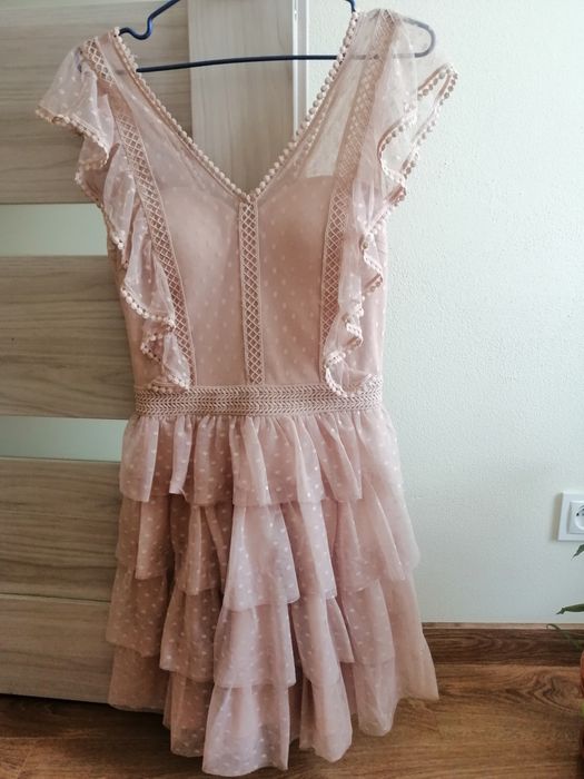 Sukienka soky & soka koktajlowa Boho koronkowa M