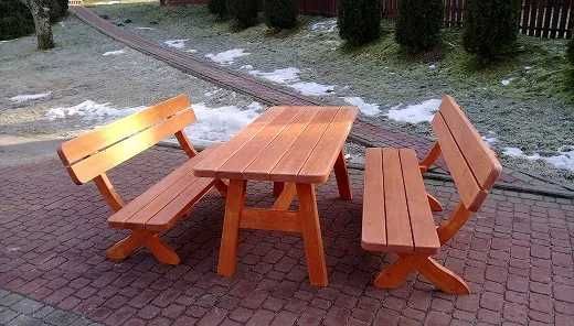 Drewniane Meble Ogrodowe, komplet ogrodowy, Zestaw biesiadny stół ława