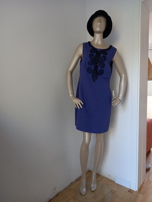 Unikalna sukienka bogato zdobiona wyszywana, naturalny materiał