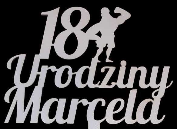 Topper HDF Czarny/Biały na urodziny, wiek, imię, mężczyzna