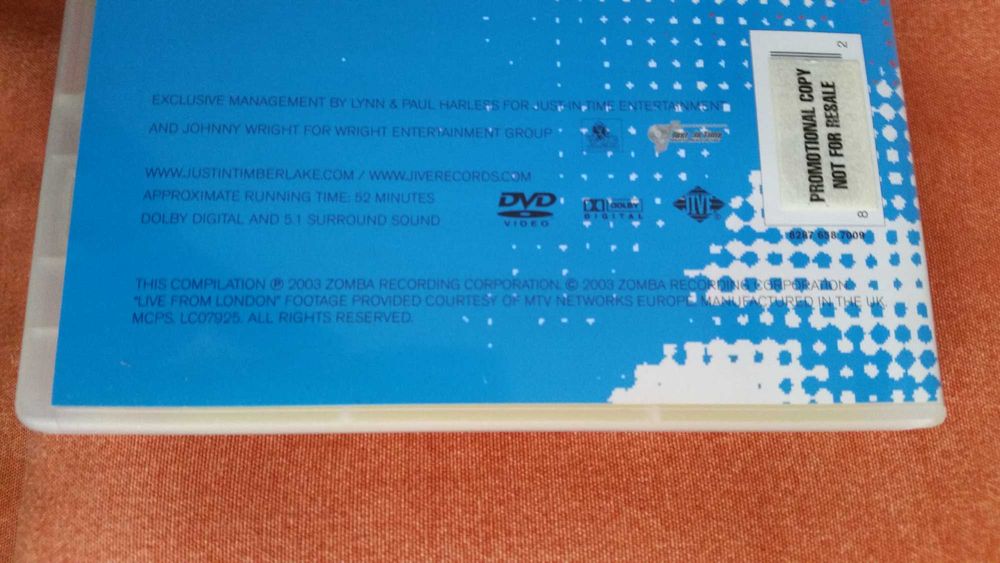 JUSTIN TIMBERLAKE - Live From London (2003 Zomba) dvd + cd