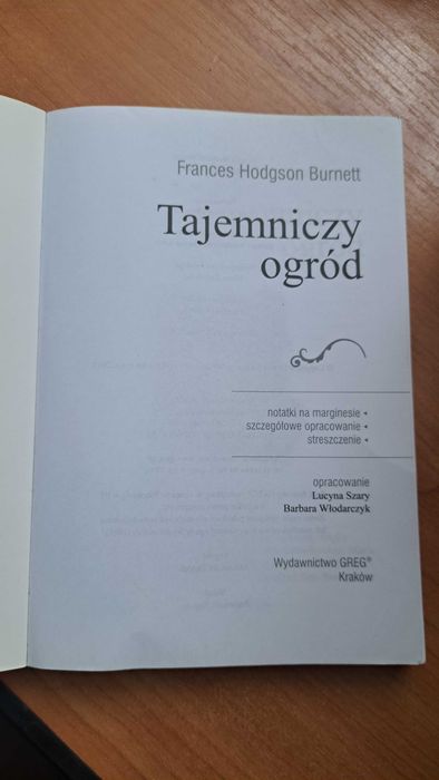 Lektura Tajemniczy Ogród z opracowaniem