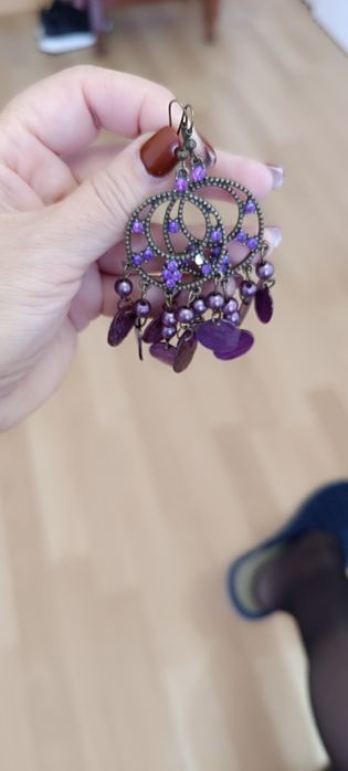 Brincos compridos lilás. Usados 1 vez.