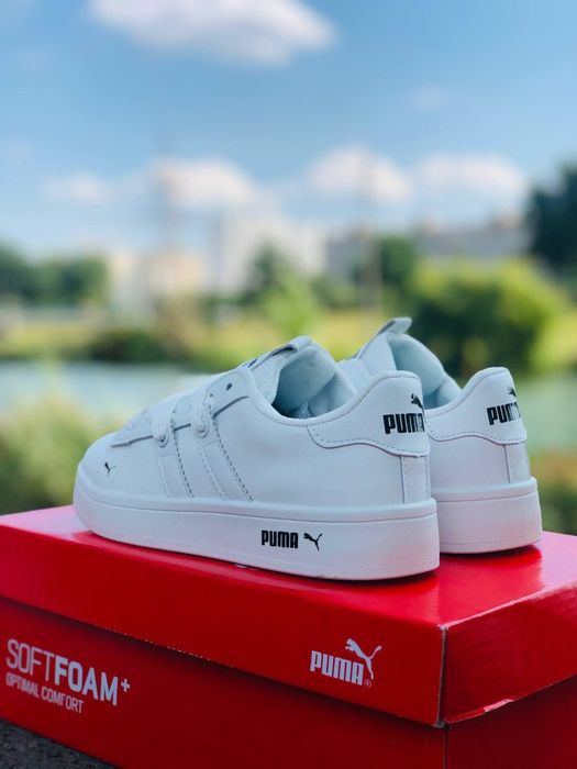 Женские кроссовки Пума Белые кожаные кеди пума Жіночі кросівки пума