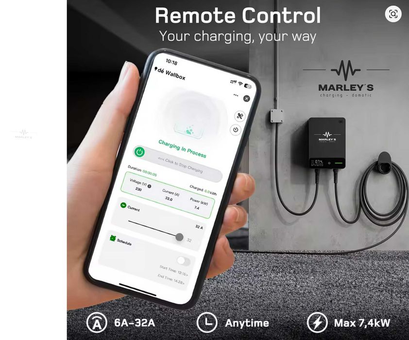 Wallbox Wall-Mounted EV Charger – 7 kW – With App and Cards – 7.5-Meter Cable64286530342915123