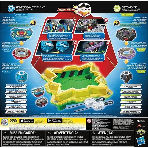 Набір з ареною Бейблейд Берст Еволюція Beyblade Burst Evolution Start Pack Genesis Valtryek V3 Satomb S3 Set Hasbro