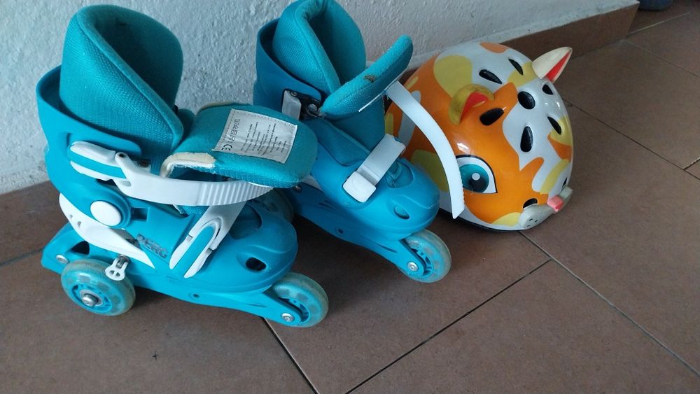 Patins com capacete