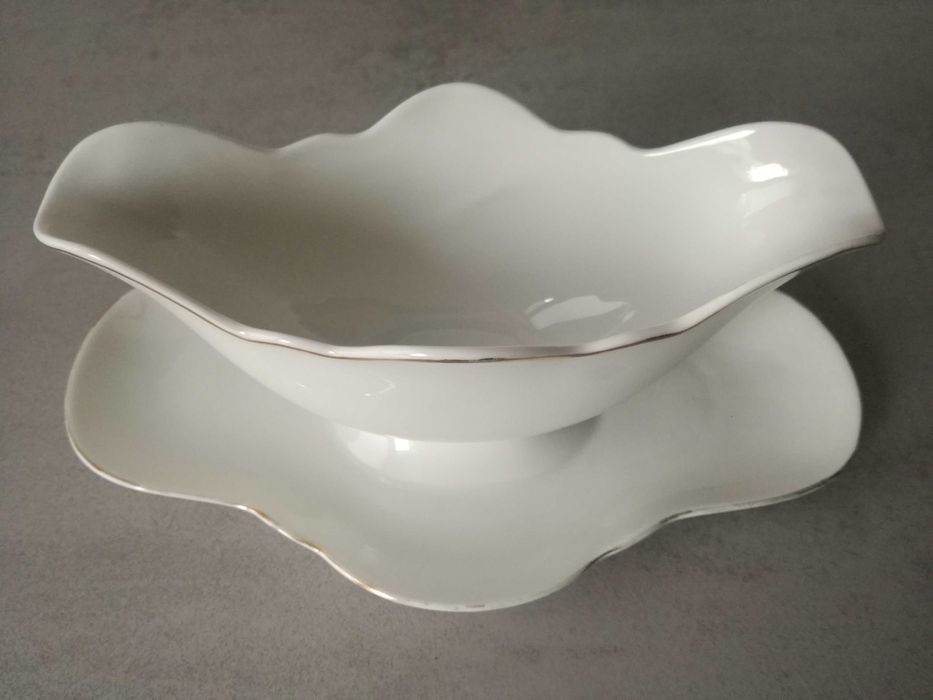 Przedwojenna sosjerka z łyżką porcelana Giesche 1929/1939