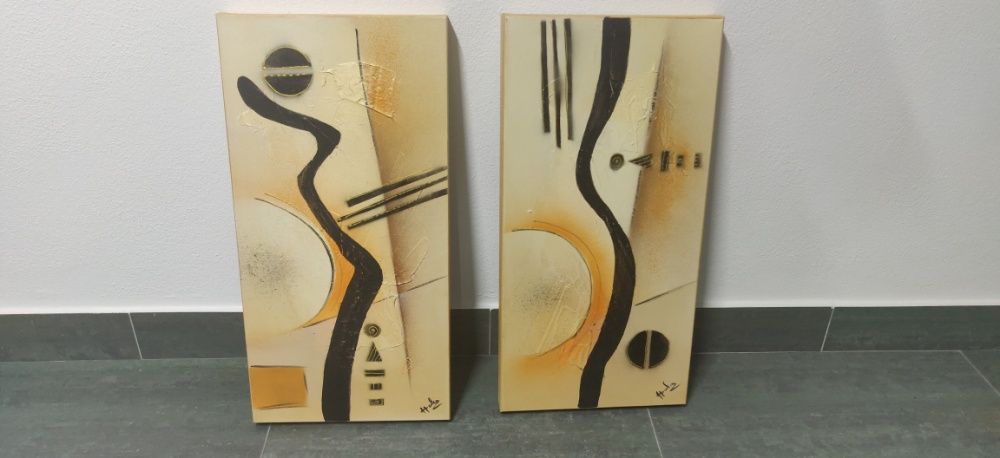2 Quadros Modernos (Design) em tom amarelo (Tudo por 30€)