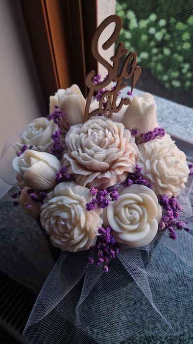 Flower box ze świec sojowych naturalne świeczki