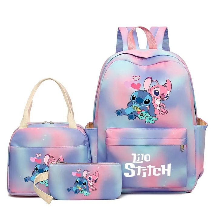 Mochila conjunto escolar stitch