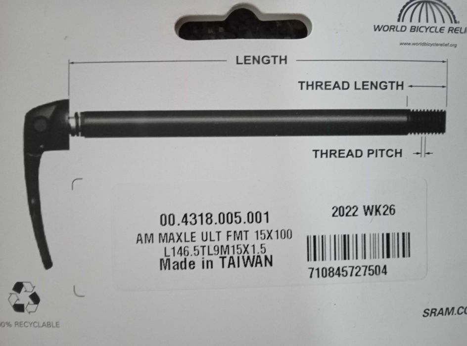 Eixo para roda de Bicicleta