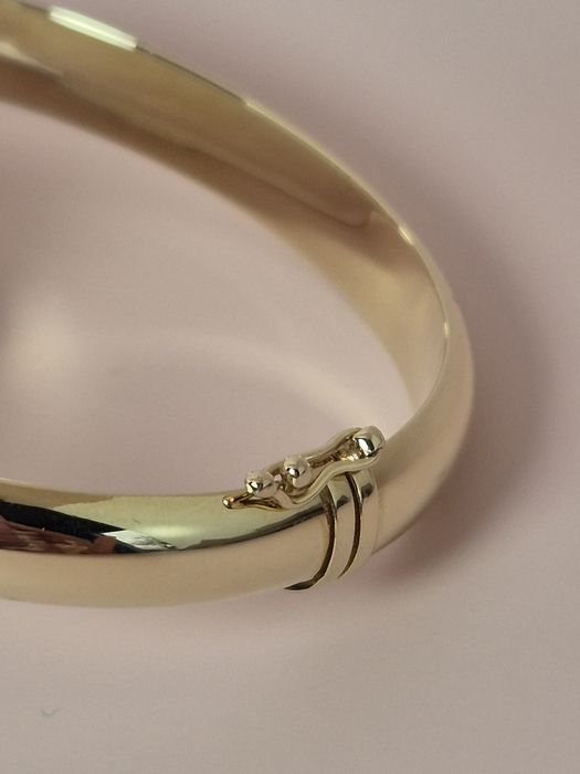 Złota bransoletka bangle sztywna zaokrąglona gładka szeroka p. 585