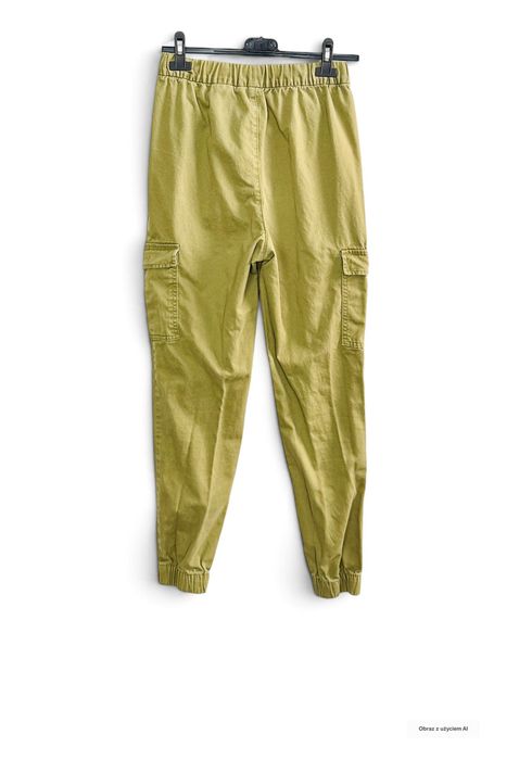 Spodnie cargo zielone z kieszeniami streetwear S