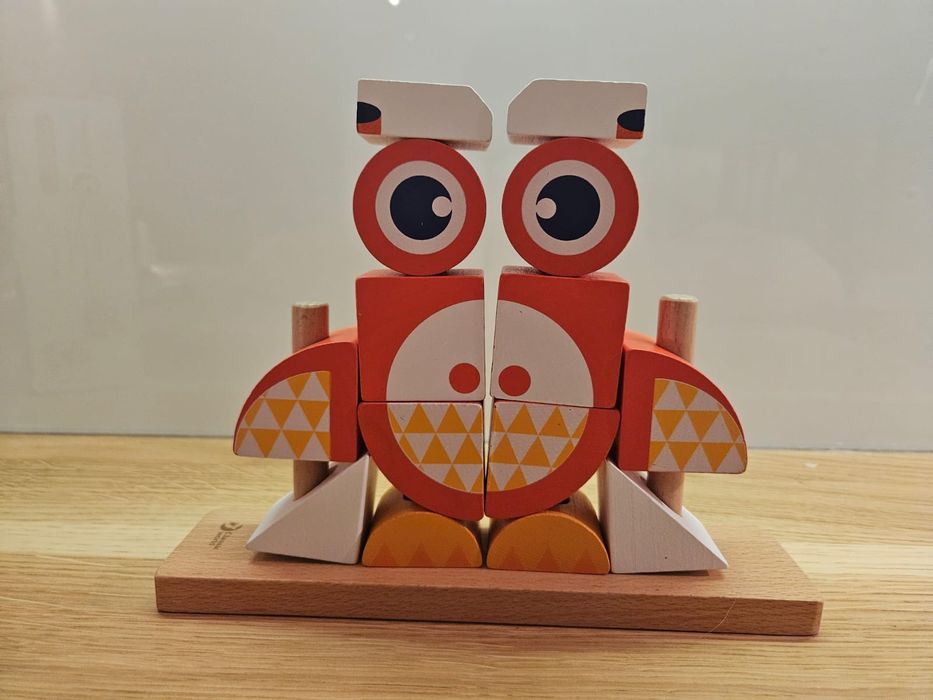 Drewniane klocki kreatywne Lis przestronne puzzle 3D montessori