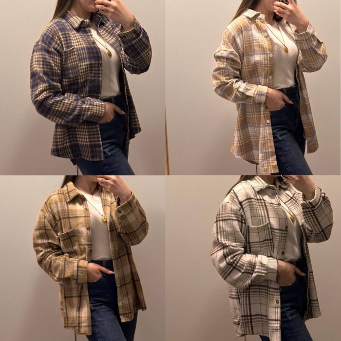 Тепла сорочка оверсайз в клітинку в кежуал стилі zara жіночий одяг