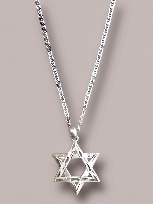 Масивний набір зі срібла 925: кулон Маген Давид та ланцюжок (Єрусалим)