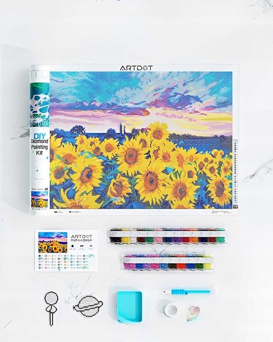 Artdot Zestaw Do Malowania Diamentami z Motywem Słoneczników 35x50 cm