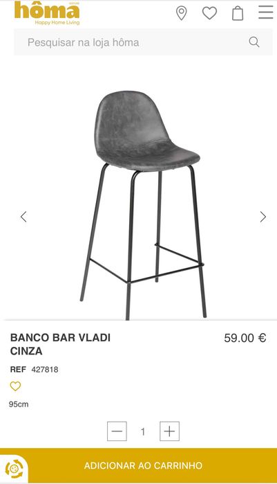 Set 2 Bancos Bar Cinza 95cm