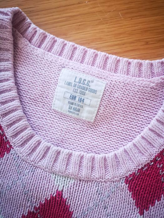 H&M sweterkowa kamizelka romby róż r. 104 cm 3-4 lata