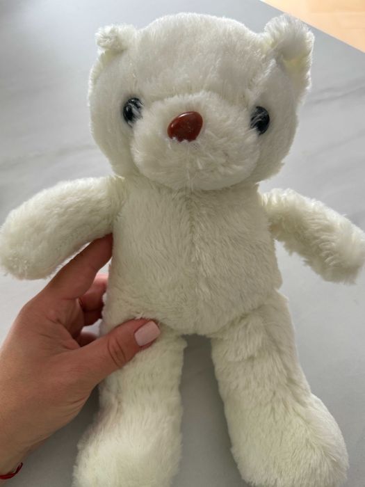 Przepiękny biały kremowy miś maskotka zabawka ok 27 cm