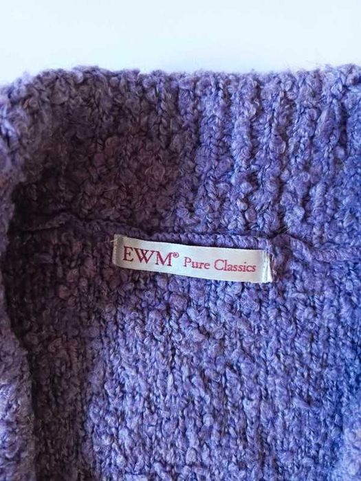 Kardigan boucle wełna alpaka gruby miękki sweter L XL ciepły vintage