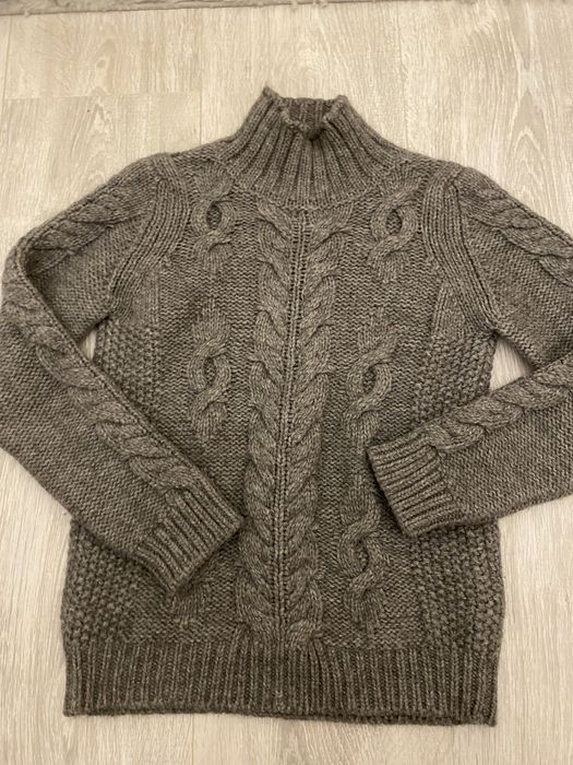 Sweter szary alpaca alpaka wełna 36/38 s/m warkoczowy splot