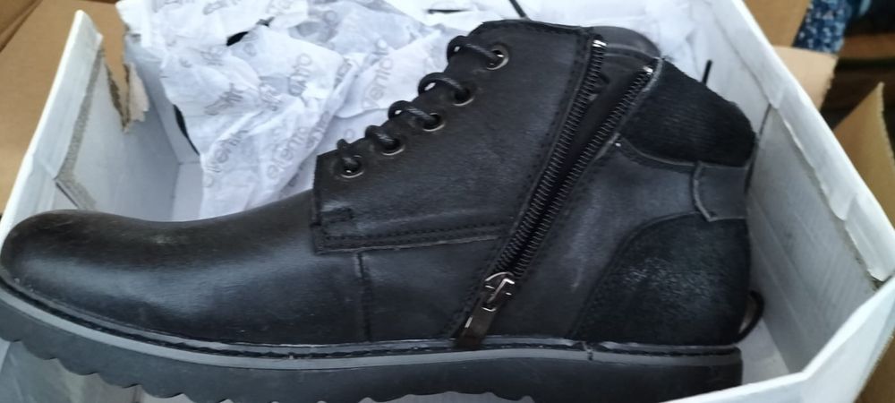 Męskie buty do kostki, ocieplane skórzane,rozm.40