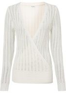 B.P.C ecru śmietankowy sweterek kopertowy ażurowy ^32/34