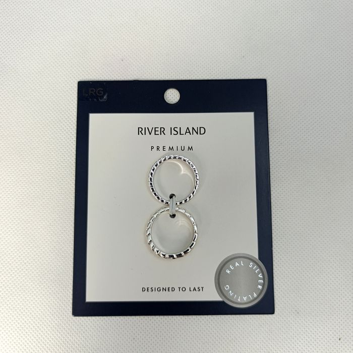 RIVER ISLAND zestaw 2 pierścionków srebrne kryształki nowe S/M boho pr