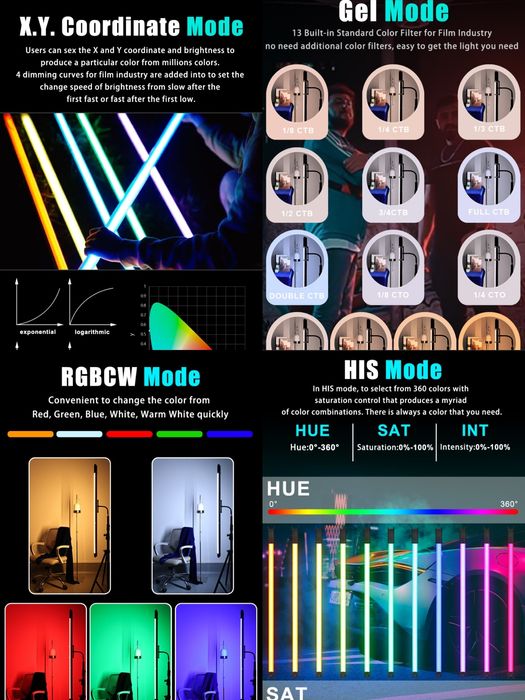 Bastão de Led tubular Luxceo P120S 113cm RGB 30W APP DMX SELADO