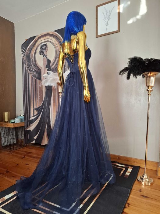 Suknia na studniówkę Princess Glossy Navy Gorset+tiul R40 Polski produ