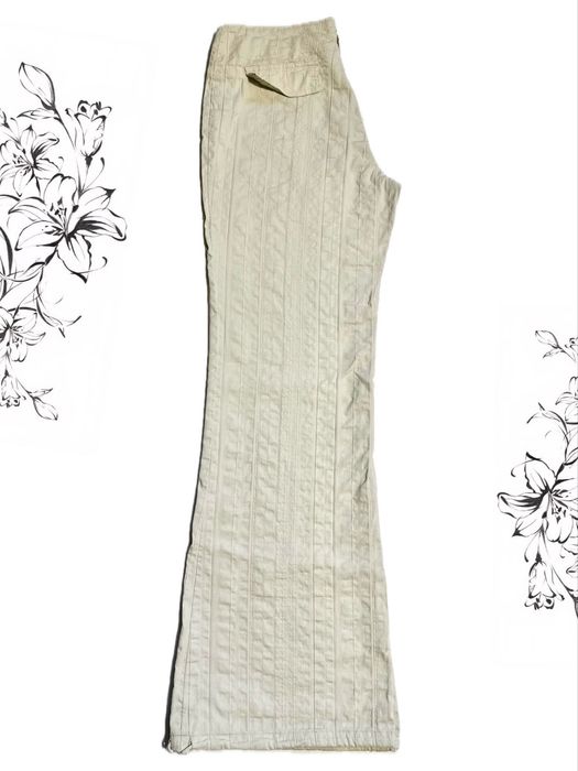 Літні Кльош штани Linen Summer Pants Y2K Palm Beach Flared Cream opium archive custom rap