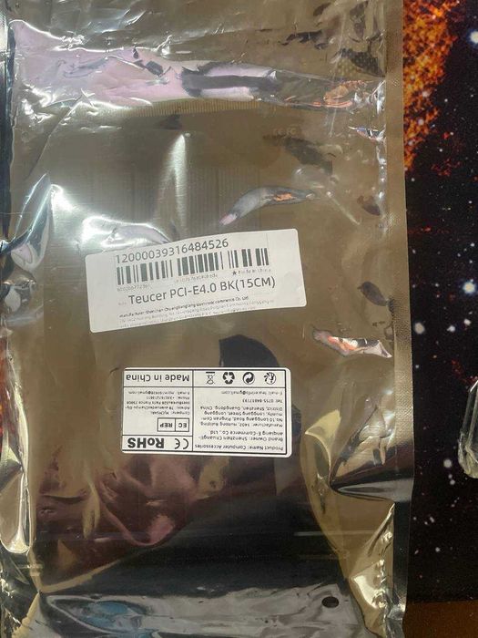 PCI-E райзер-кабель TEUCER PCI-E 4.0 BK, 15 см