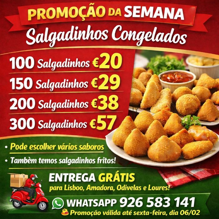 Promoção de Salgadinhos Congelados e Fritos – Entrega grátis