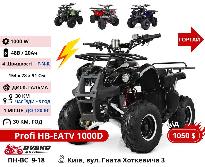 Квадроциклы Подростковые 110 125 150 cc 1000w 1500w - Forte Hunter 22