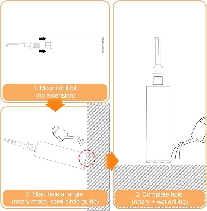 Otwornica / koronka diamentowa, średnica 110mm, długość 420 + adapter