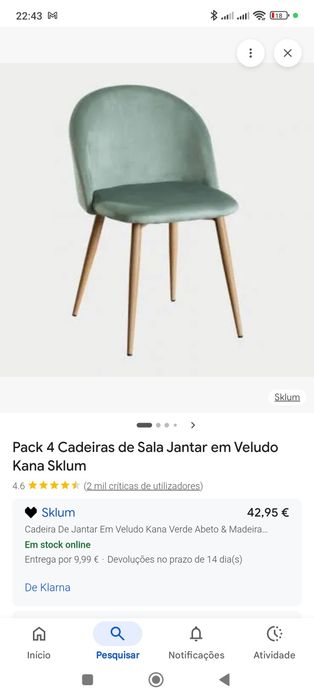 Pack 8 Cadeiras de jantar skulum