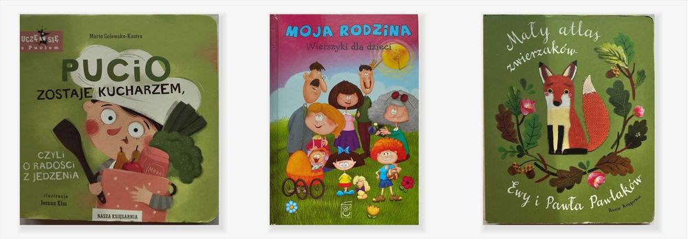 Książki dla malucha 2–4: Pucio, Mały atlas zwierzaków, Moja rodzina