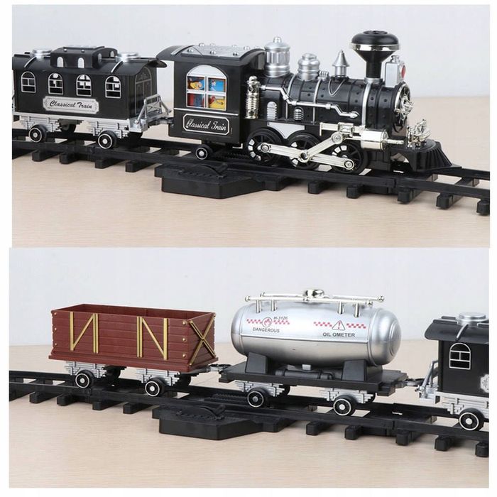 Kolejka Parowa Elektryczna Z Dymem Lokomotywa Tory 5m + Wagony Pociąg