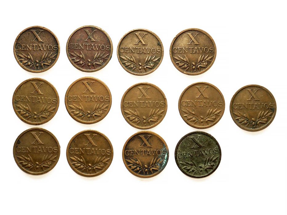 Lote de 13 Moedas 10 Centavos 1958