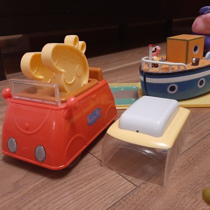 Zestaw świnka peppa domek łódka szkoła camper puzzle auto plecak plusz