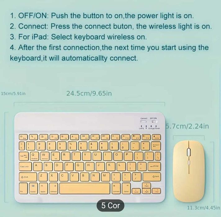 Mouse&keyboard bluetooth recarregavel