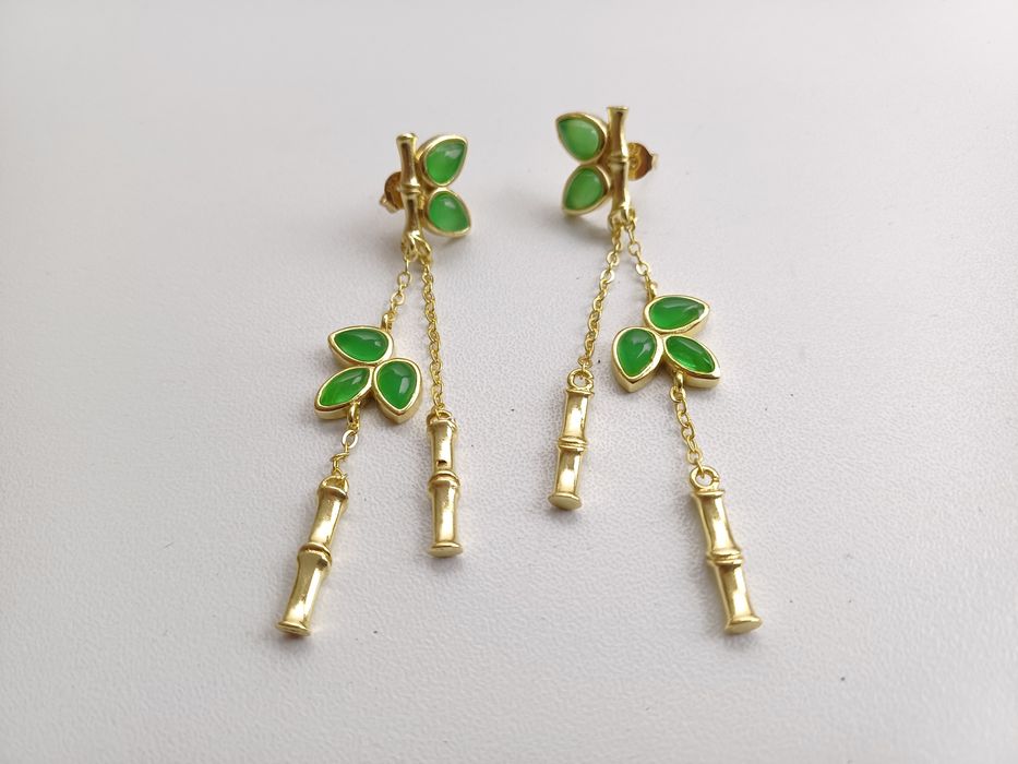 Brincos de imitação de estilo clássico chinês, em forma de bambu