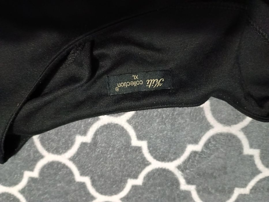 Sweter z długim tunika sukienka czarny biały wzorek r. 40 L