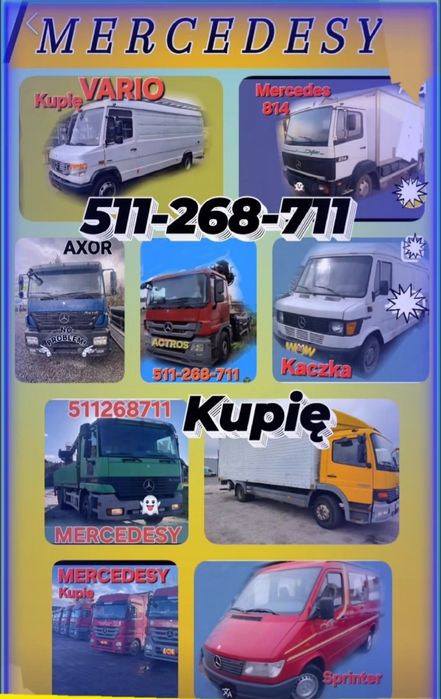 Skup aut Mercedesów Toyot Corolla Avensis Sprinter Actros Kaczka Hilux